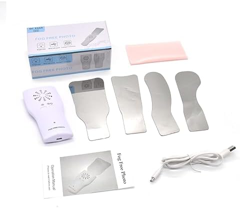 4 Pcs/Set Dental Photography Mirrors,Fog Free Intraoral Photography Mirror, 2 Sided Intraoral Photo Reflector with Fan and Light,Automatic Defogging Stainless Steel Occlusal Mirror
