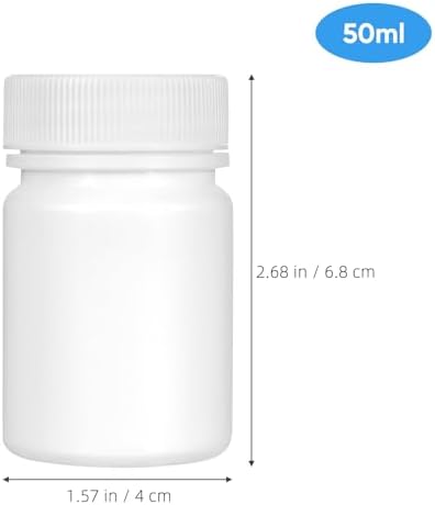 20pcs 50ml Small Pills Bottles with Caps Thickened Plastic Pill Case Portable Container for Travel and Home Medication Storage