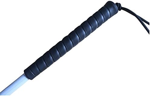 Aluminum Mobility Folding White Cane for Vision Impaired and Blind People (Folds Down 7 Sections) (Black Handle, 155cm (61 inch))
