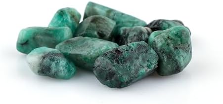 CRYSTALIS 10pcs Natural Emerald Raw Crystals, Loose Gemstone Wholesale Bulk Rough Jewelry Making Supply, Chakra Healing Raw Stones, Wire Wrapping, DIY, Tumbling, Gem Collection, (8-12mm)