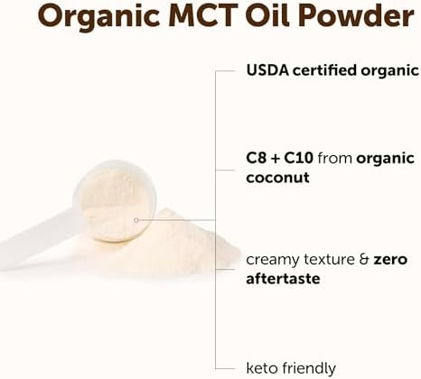 Micro Ingredients Organic MCT Oil Powder with Prebiotic Fiber,1 Pound (16 Ounce) | C8 MCT Oil for Coffee Creamer | No GMOs, Keto Diet, Vegan