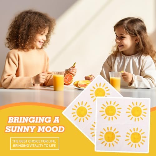 200Pcs Boho Sun Paper Napkins First Trip Around The Sun Napkin Disposable Sunshine Cocktail Napkins for Birthday Baby Shower Party Supplies