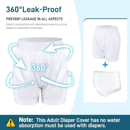 Carer Adult Diaper Cover Unisex Washable Incontinence Boxer Briefs Enclosed Elastic, Widened Waistband Design Leakproof Incontinence Underwear for Men Women Incontinence Supplies