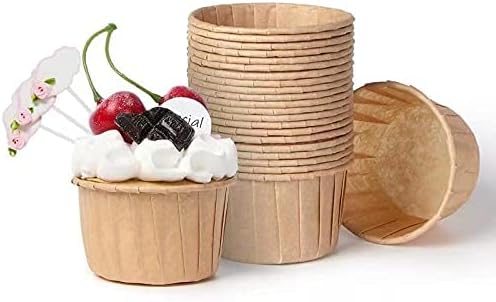 Nax Caki Parchment Brown Cupcake Liners 100pcs Standard Size, Muffin Baking Wrapping Packaging Cups,Holders Paper, Heavy Duty Greaseproof Wrappers for Wedding,Birthday,Party,Gift