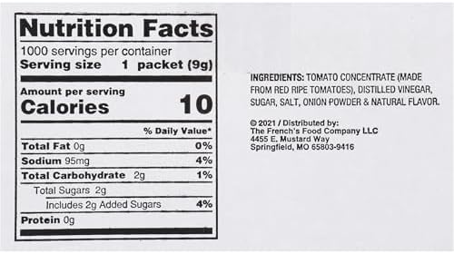 French's Tomato Ketchup Packets, 1000 count - One Box of 1000 Individual Ketchup Packets, Perfect for Takeout Orders and Condiment Stations