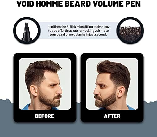 VOID Homme Beard Pen Filler for Men (Black) Instant Beard Pen Kit & Filler Beard Pencil, Easy Beard Pen Liner, Beard Filler Pen for Beard Filling Pen Kit & Beard Marker, Waterproof Beard Pen