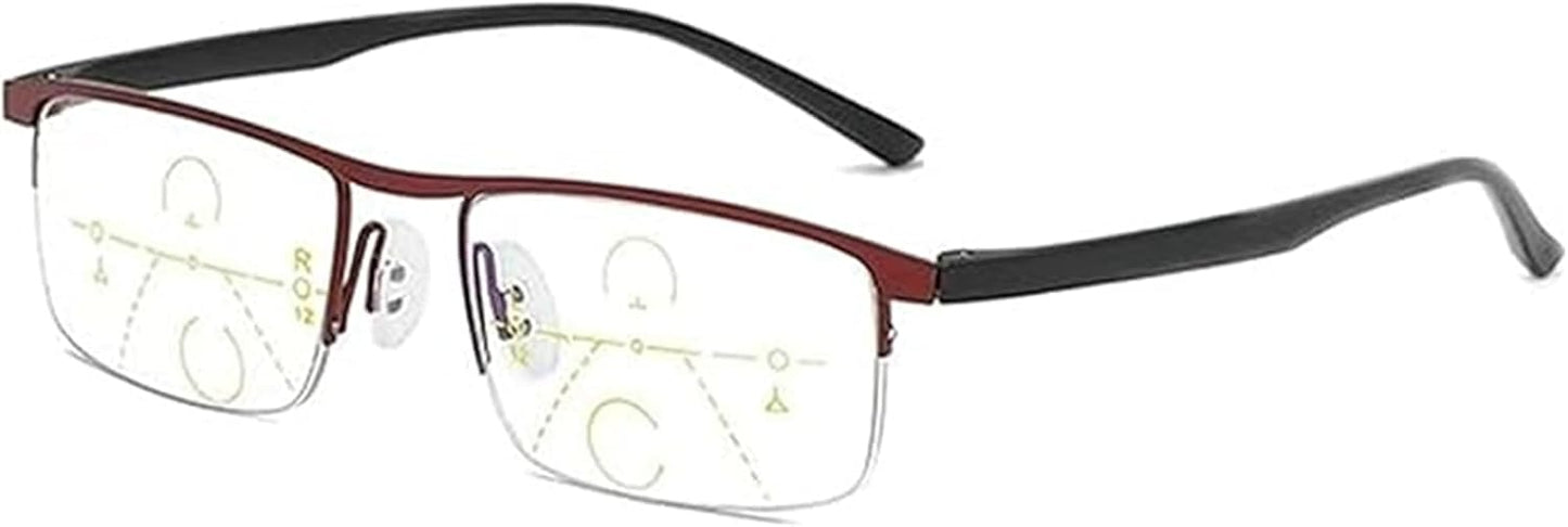 Ribili IntelliReaders, Anti-Blue Light Presbyopia Glasses, Titanium Progressive Reading Glasses