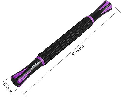 YANSYI Professional 9-Roller Deep Tissue Massage Stick - Portable Muscle Recovery Roller for Athletes, Relieves Post-Workout Soreness & Leg/Back Pain - Portable Physio Tool (Purple)