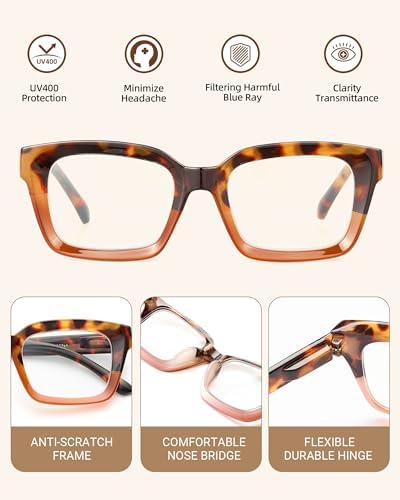 JOLISU 5 Pack Reading Glasses For Women,Blue Light Blocking Computer Reader Spring Hinge Eyeglasses