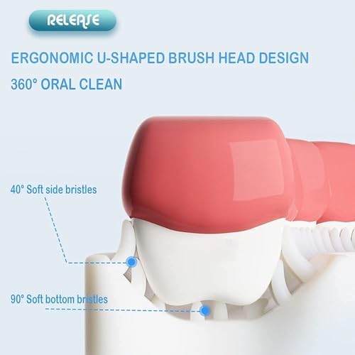 LandVK's U Shaped Toothbrush for Kids Manual Whitening Toothbrush Silicone Brush Head for Kids Children Infant Toothbrush For 2-6 Years Mouth-Cleaning (Multicolor, Pack of 2)