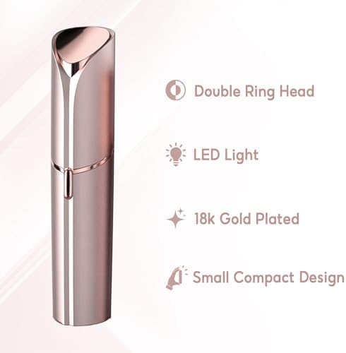 innobeaut Facial Hair Removal for Women, Electric Painless Facial Hair Remover for Face, Lip, Chin with USB Rechargeable and 2 Replacement Heads,Rose Gold
