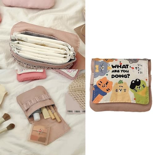 Cartoon Portable Storage Bag For Sanitary Napkins And Cosmetics Compact Organized Pouches For Travel Or Daily Use Lightweight Storage Pouch