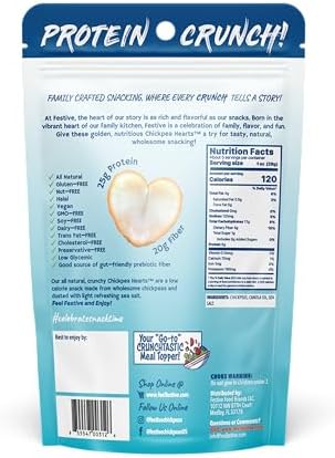 Festive Chickpeas - Garbanzo Hearts - Non-GMO Vegan Soy-Free - Sea Salt - 5oz (140g) - 4 Pack