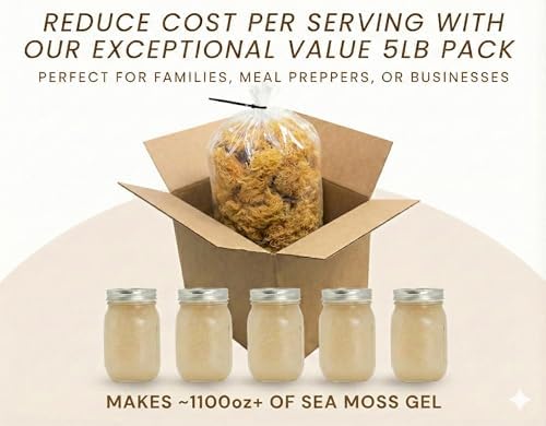 5 lb Bulk Raw Wildcrafted Sea Moss – Makes ~1100 oz Gel – Ideal for Juice Bars & Gel Makers (St. Lucia)