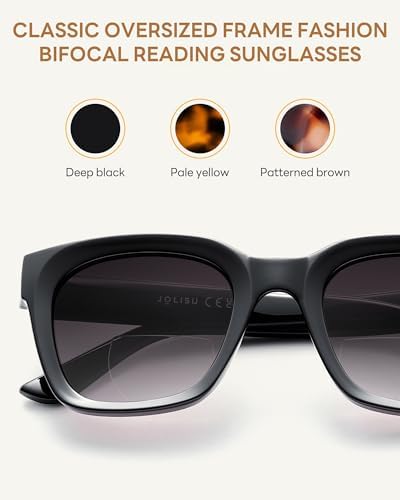 JOLISU Bifocal Sunglasses Reader - 3 Pack Lightweight Oversized Classic Style for Women Reading W/UV 400 Protection