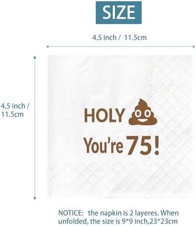 Joyiou Holy You're 75 Birthday Cocktail Napkins, Happy 75th Birthday Gifts Decorations for Men and Women, 75 Years Old Birthday Party Table Favor Supplies (4.5 x 4.5 In, 50-Pack)