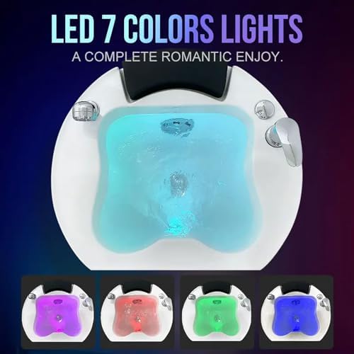 Acrylic Pedicure Footbath, 23L Colorful Lamp Massage Spa with PU Foot Pad, Hot&Cold Adjustment Bathtub, Foot Surfing Massage Basin for Spa, Home