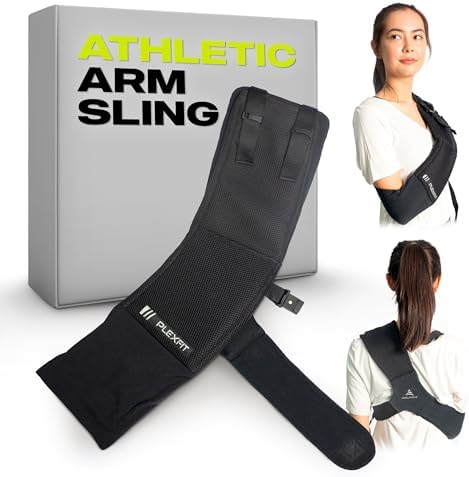 Athletic Arm Sling Class A Medical Device - Shoulder Sling Immobilizer for Injury Support - For Elbow & Wrist Too - Men & Women (Large Right, Black)