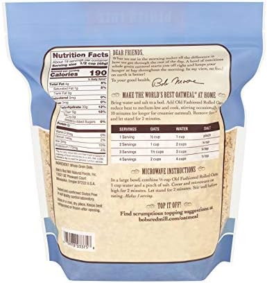 Bob's Red Mill Gluten Free Old Fashioned Rolled Oats, 32oz (Pack of 1) - Non GMO, Whole Grain, Vegan, Kosher