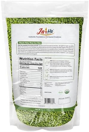 Jai Ho Certified Organic Moong 4 lb - Mung Beans Whole for Sprouting and Cooking - USDA Organic | Non-GMO | Chemical-Free | Premium Quality Kosher | (Whole Moong (Mung Bean))