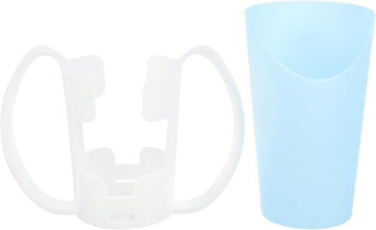 Choking-proof Elderly Water Cup with Blue Base, Unbreakable Liquid Feeding Cup for Disabled Patients and Bedridden Care, Spill-resistant Drinking Aid for Seniors and Maternity Use