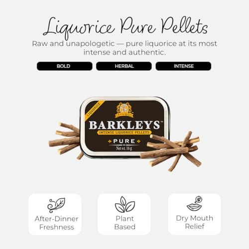 Barkleys Black Licorice Candy, Licorice Pellets - Gluten Free Licorice, Vegan- Black Licorice Intense (1 Can x 16 gr.)