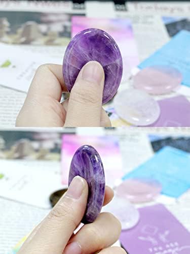Thumb Worry Stone for Anxiety Healing Crystals Sets 2PCS Tiger Eyes Amethyst Hand Carved Stones Gemstone Pocket Natural Stone Meditation Reiki Oval Shaped Palm Stone Therapy