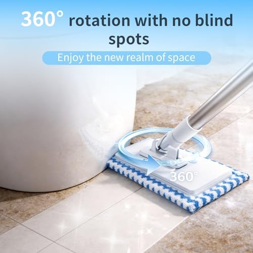 Snap Grip Mini Mop with Cloth Changing, Lazy with Automatic Gripping, Convenient Zero-Touch Set, Portable Self-Squeeze, Small, Easy Cleaning for Home (with 5 Reusable Cloths) (1*mop+5*Cloth)