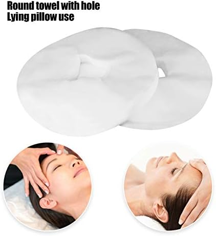 200pcs Professional Massage Linens, Disposable Non Woven Fabric Massage Table Bed Pillow Hole Towel Face Hole Mat (Round) with Hole Opening Design, Good Breathability, Wholesale Business
