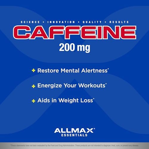 ALLMAX Caffeine - 100 Tablets - Increases Mental Alertness, Focus & Energy - Vegan - 100 Servings
