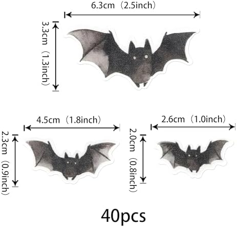 40 Pack Edible Halloween Bat Cupcake Toppers Spooky Birthday Cake Decorations for Halloween Theme Baby Shower Party