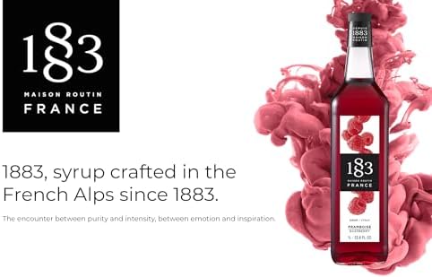 1883 Raspberry Syrup for Drinks, Made in France, 1 Liter Plastic Bottle