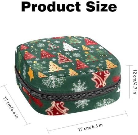 Tampons Collect Bags for Women Girls, Sanitary Napkin Storage Disposal Pouch, Lightweight Menstrual Cup Bag Snowflakes Stars Colorful Christmas Trees Pattern