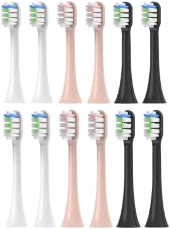 12PCS Replacement Brush Heads,Compatible for SOOCAS V1/X1/X3/X5/X3U/X3PRO/v1/v2 Sonic Electric Toothbrush Soft Bristle Nozzles(3 Color)