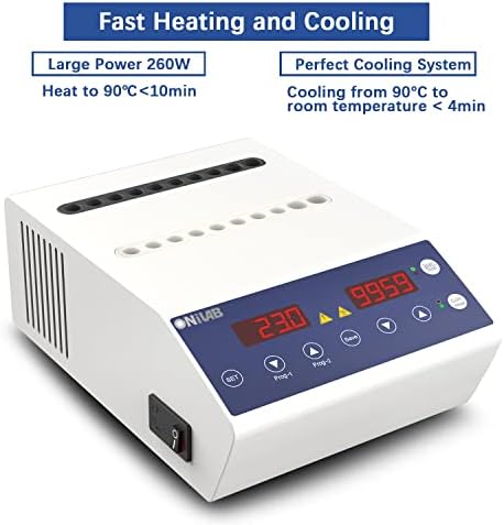 ONiLAB Gel Heating Machine with Heating and Fan Cooling Modes,4x5ml,16x 1ml-2.5ml Holes, PRP PPP Gel Maker Heater with Timer 0-99min59s or Continuous Mode, 2 Stored Programs,10-90℃,260W,110V