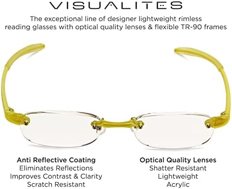 Visualites Lightweight Oval Rimless Reading Glasses for Men and Women - Model - VIS 5