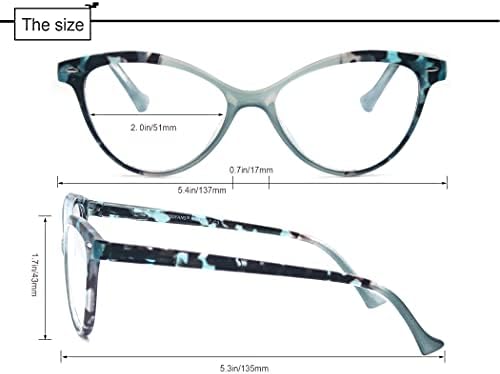 MODFANS 4 Pack Cat Eye 1.5 Reading Glasses for Women,Fashion Ladies Design Comfortable Spring Hinge Stylish 4 Pair Women Readers with 4 Pouch