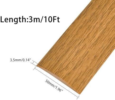 Vinyl Floor Transition Strip, Self Adhesive Floor Cover Strips PVC Laminate Threshold Strip Bar Flat Divider Strip for Floor Gaps, Doorways Threshold, Carpet, 2" Wide (Light Brown Wood Grain, 10Ft)