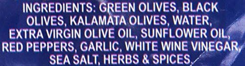Roland Foods Greek Country Olive Mix, Whole Pitted Olives Marinated with Garlic and Pepperoncini Peppers, Specialty Imported Food, 5 Pound Bag, Pack of 1