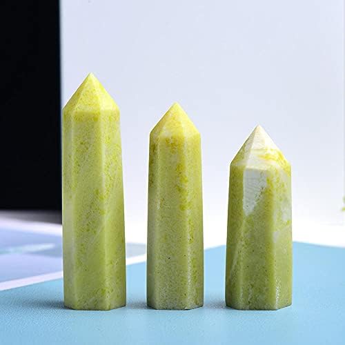 Natural Stones Point Wand Stone Hexagonal Prisms Obelisk Wand Treatment Stone Energy Ore Mineral Crafts Home Decor Gift-Pork Stone_50-60mm