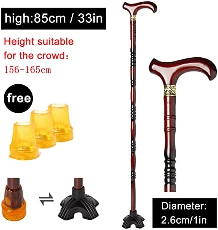 Natural Wood Walking Stick，Wood Cane，Wooden Walking Cane，Handcrafted Wooden Cane for Men or Women，w/Additional Anti-Slip Rubber Tip (Size : 85cm/33in)