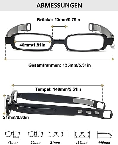 2 Pack Portable Folding Reading Glasses Women Men Slim Mini Pocket Lightweight 360 Degree Readers Eyeglasses