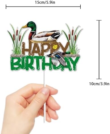 Mallard Duck Happy Birthday Cake Topper Brown Green Glitter Duck Hunting Cake Cake Decoration Mallard Duck Hunter Themed Birthday Party Supplies