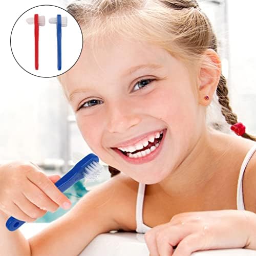 Beavorty Denture Toothbrush 2-Pack Dual Head Manual Brushes for Dentures and False Teeth with Ergonomic Handle Compact Size for Effective Oral Blind Area Cleaning