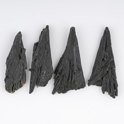 ColouredRocks 4pcs BLACK KYANITE FANES, Raw Crystals, Raw Stones, Rough Gemstones, Jewelry Making Supply, Cabbing, Polishing, Cutting, DIY, Crafts, (35+ mm.)