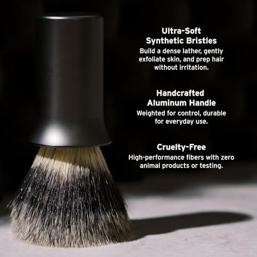 SUPPLY Silvertip Synthetic Shaving Brush for Men – Dense Synthetic Fibers, Thick Lather, Classic Matte