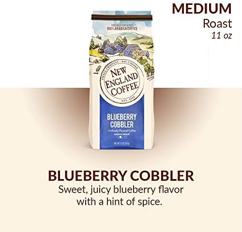 New England Coffee Blueberry Cobbler Medium Roast Ground Coffee, 11oz Bag (Pack of 3)