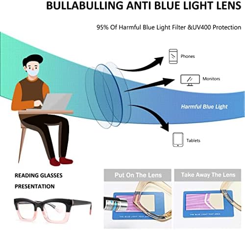 3 pack style Spring hinge Readers Blue Light Blocking Computer Square Reading Glasses for Women Men