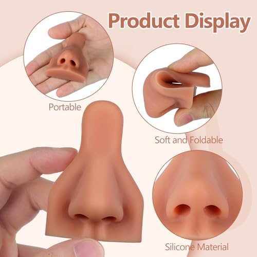 minkissy Silicone Nose Model, Soft Fake Nose Body Part for Piercing Practice & Jewelry Display, 3D Human Organ Mannequin for Tattooing and Acupuncture Teaching