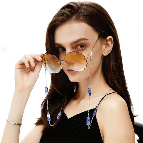 Josteve Chain Glasses Strap Sunglasses Holder, Women Chain Eyeglasses Strap, 2Pcs Lanyard Eye Glasses Holders Around Neck Men